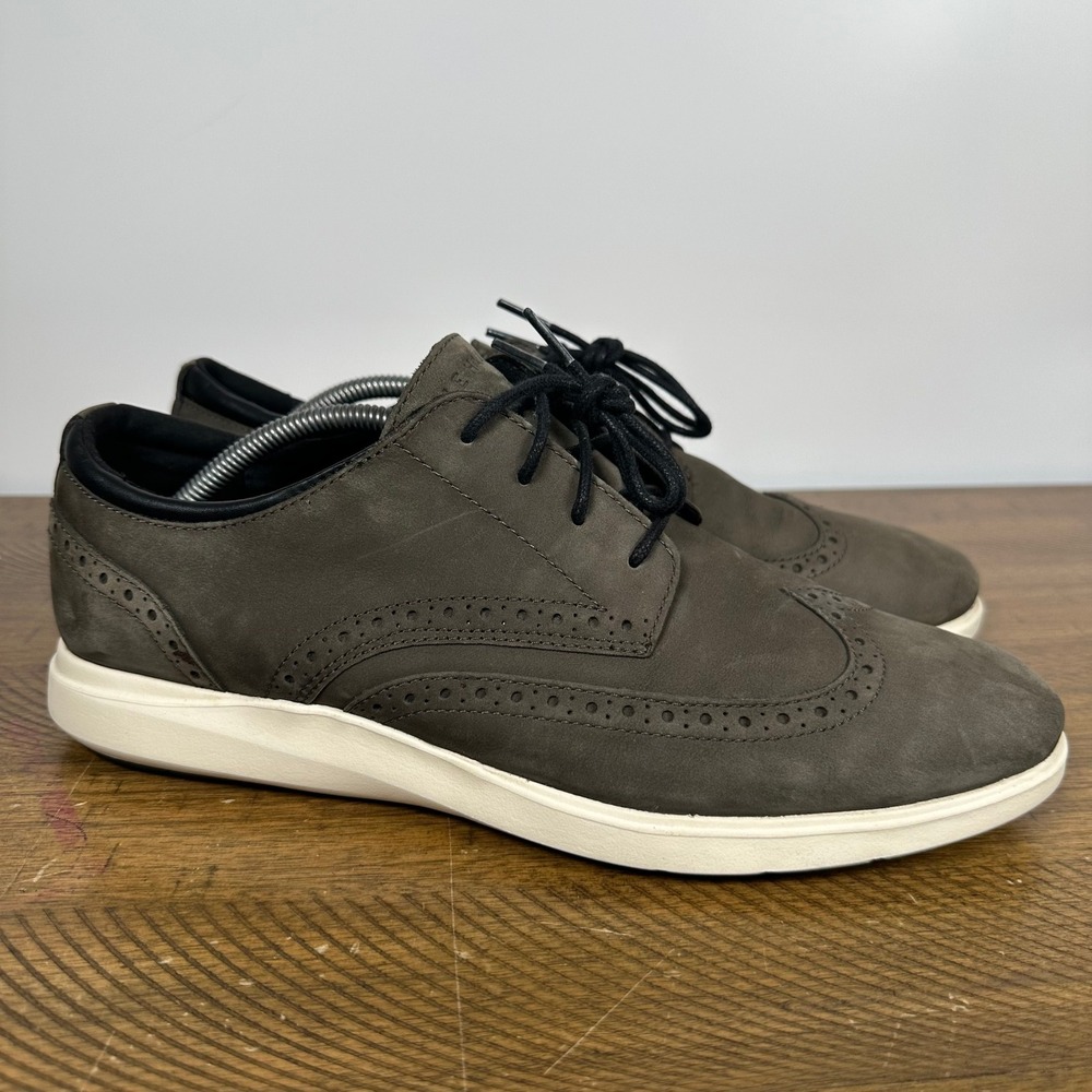 Cole Haan Shoes Mens 12 Green Gray Grand Plus Essex Wedge Wingtip Oxford Dress